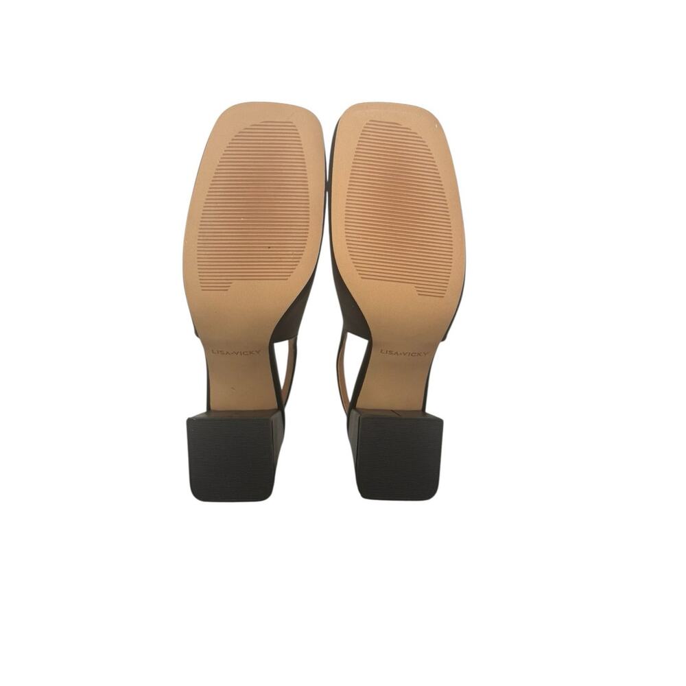 NIB! Lisa Vicky Grand Slingback Square Toe Block Heel Pump in Black - Size 6.5 - Picture 9 of 11